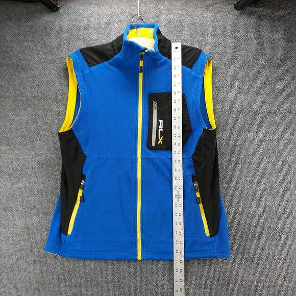 Ralph Lauren RLX Men's Zip Up Fleece Vest Blue Black Medium Zipped Pockets - Picture 11 of 13